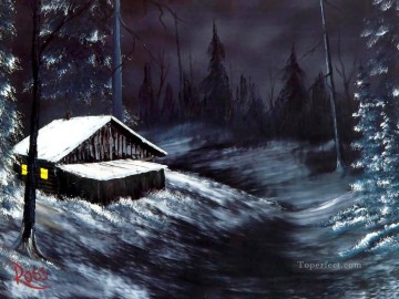 シンプルかつ安価 Painting - 冬の夜 BR フリーハンドの風景